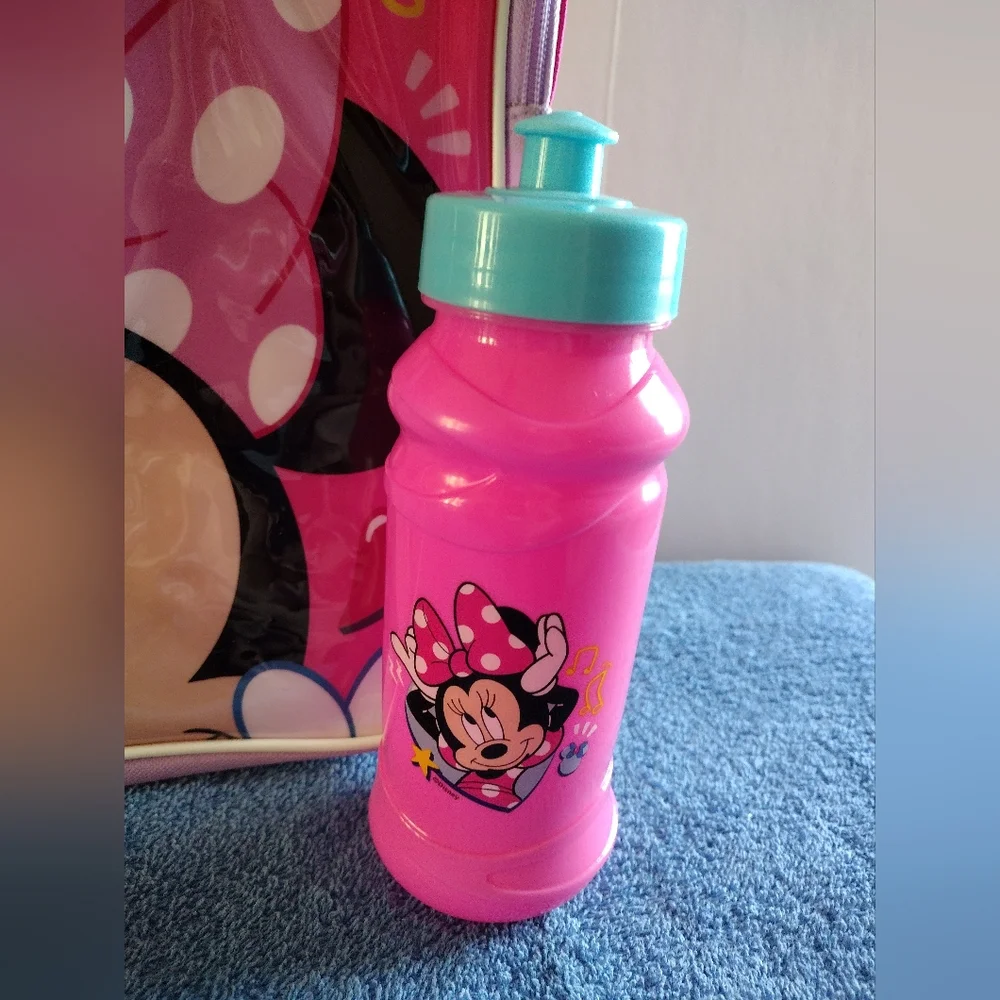 Disney Pink WOW Minnie Mouse Backpack with Matching Pink Bottle